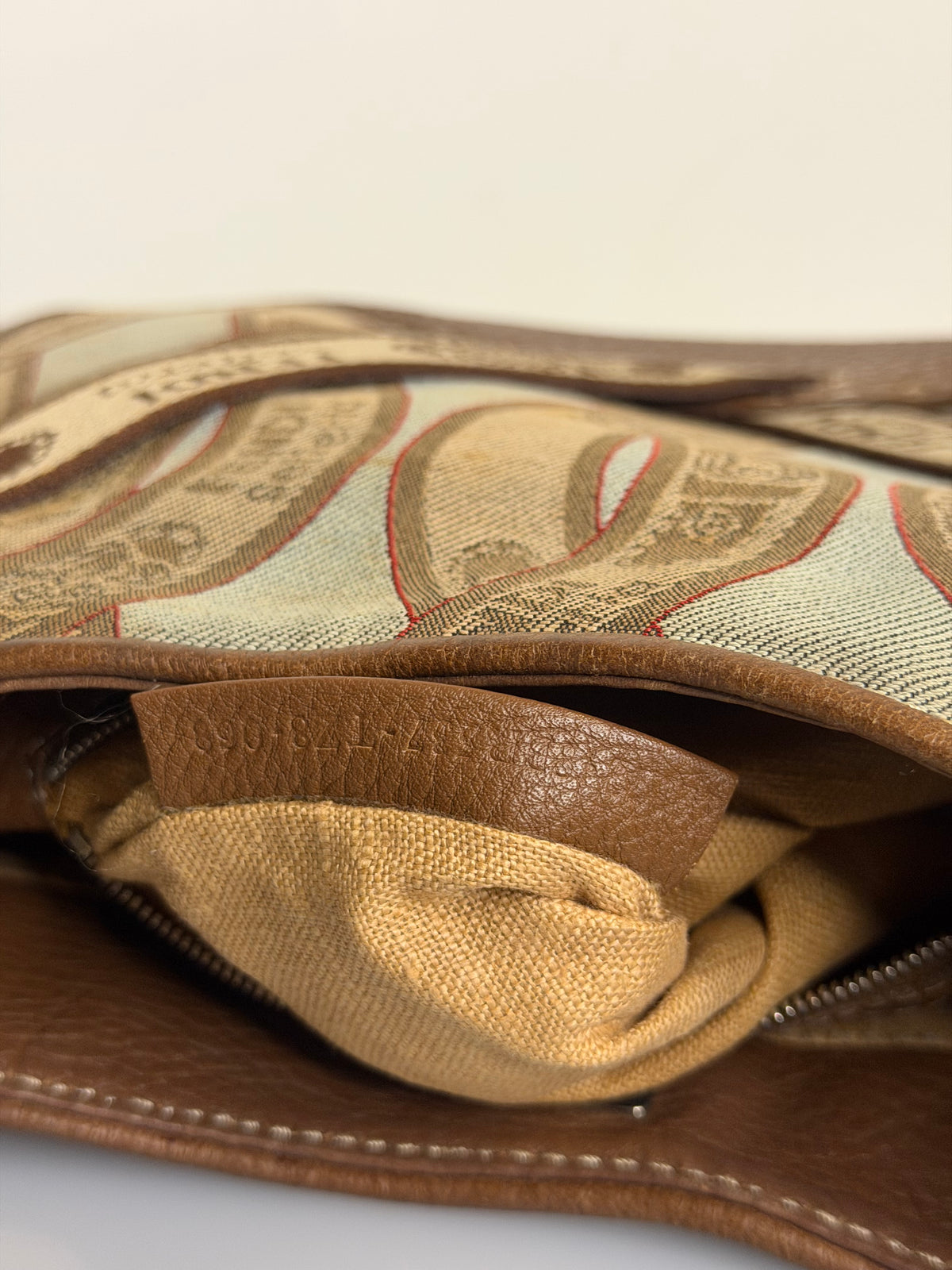 Archival Vintage Fendi Selleria Logo Canvas and Leather Buckle Hobo Bag by Karl Lagerfeld