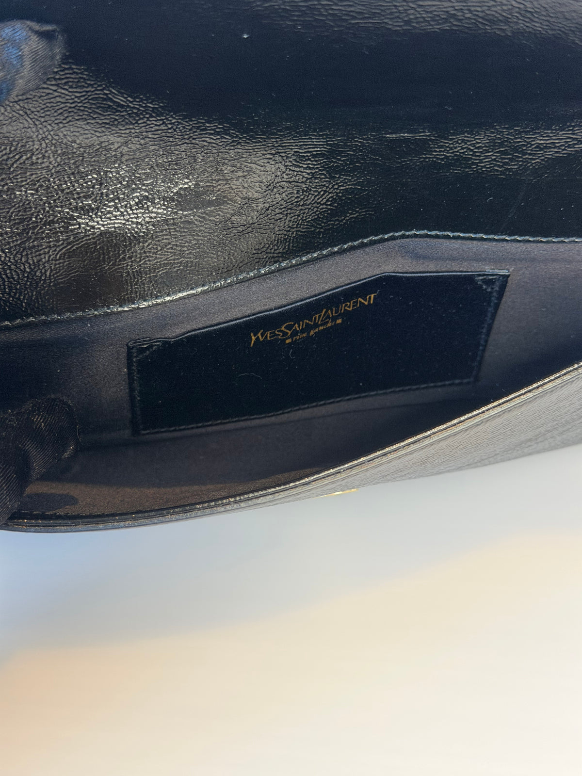YSL Black Patent Leather Belle De Jour Clutch
