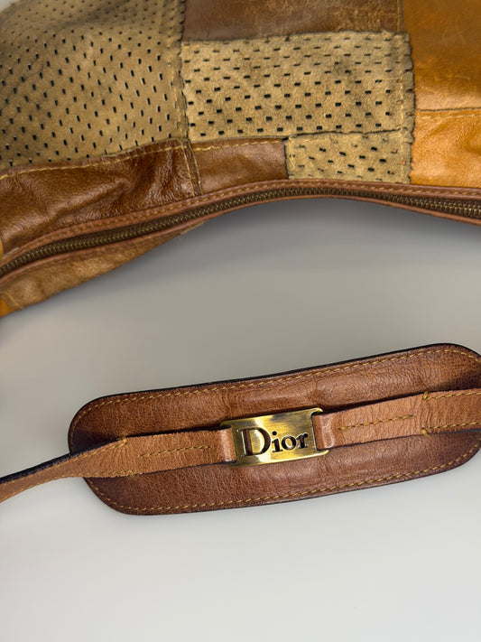 Rare Vintage Christian Dior Leather and Suede Patchwork Hobo Bag - 2002 Collection