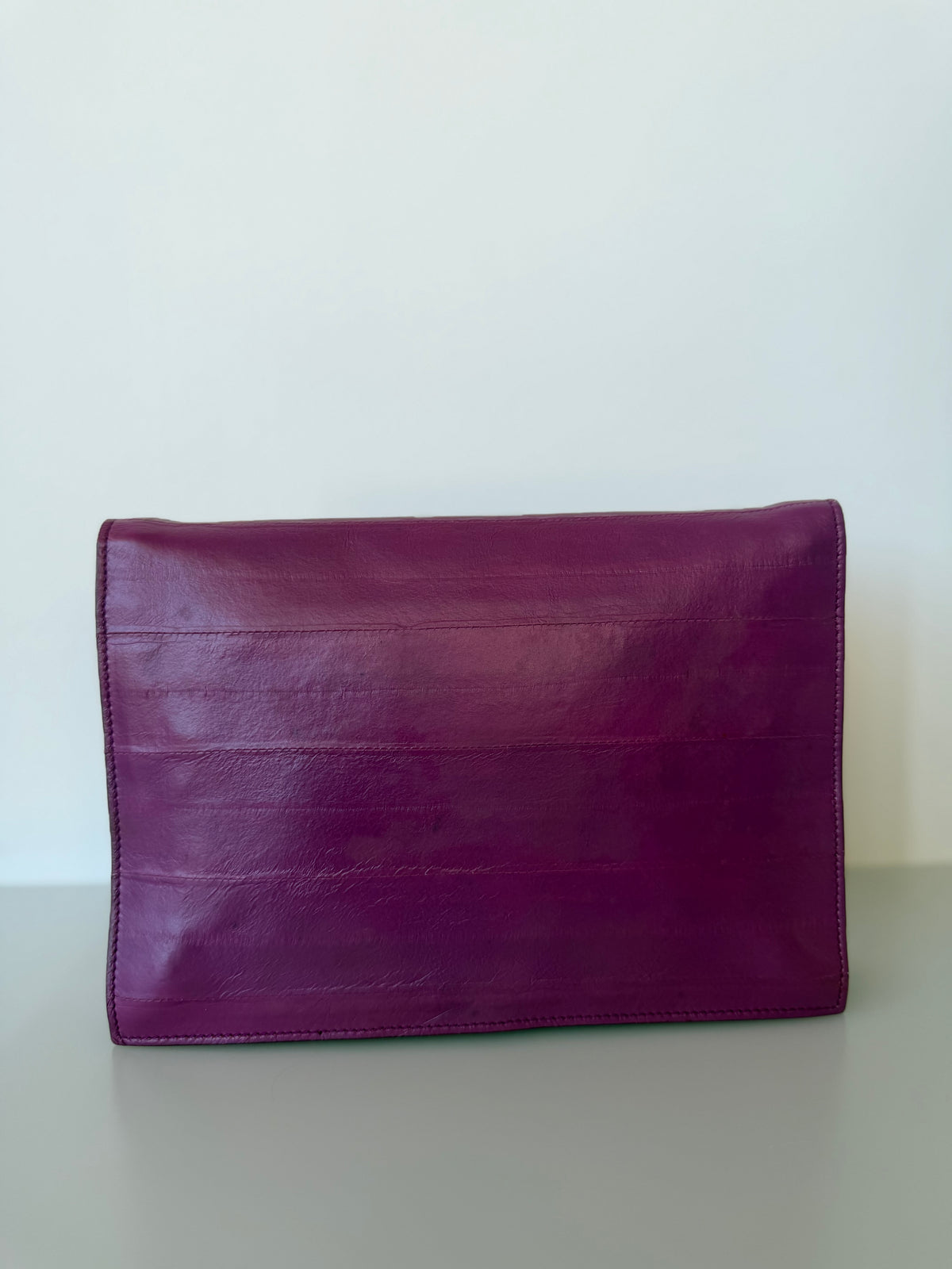 Yves Saint Laurent Vintage Genuine Eel Skin Envelope Flap Clutch - Fuchsia Purple