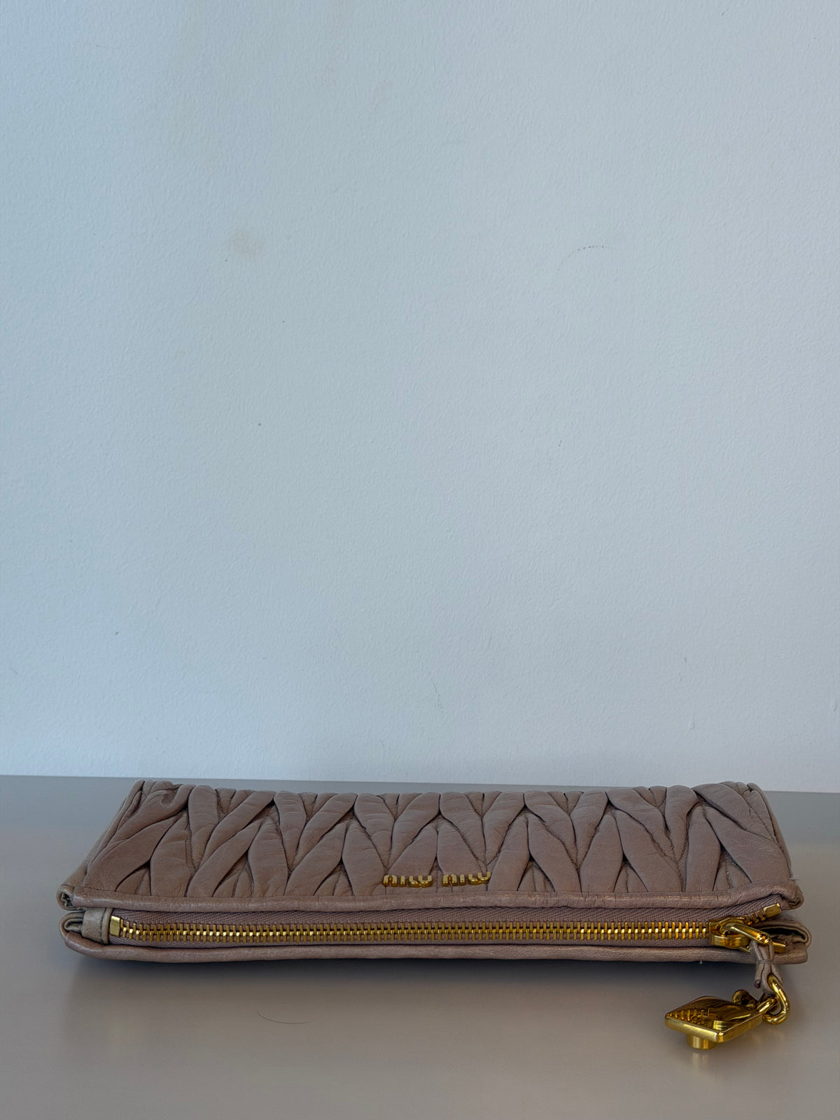 Miu Miu Pink Calfskin Matelasse Clutch