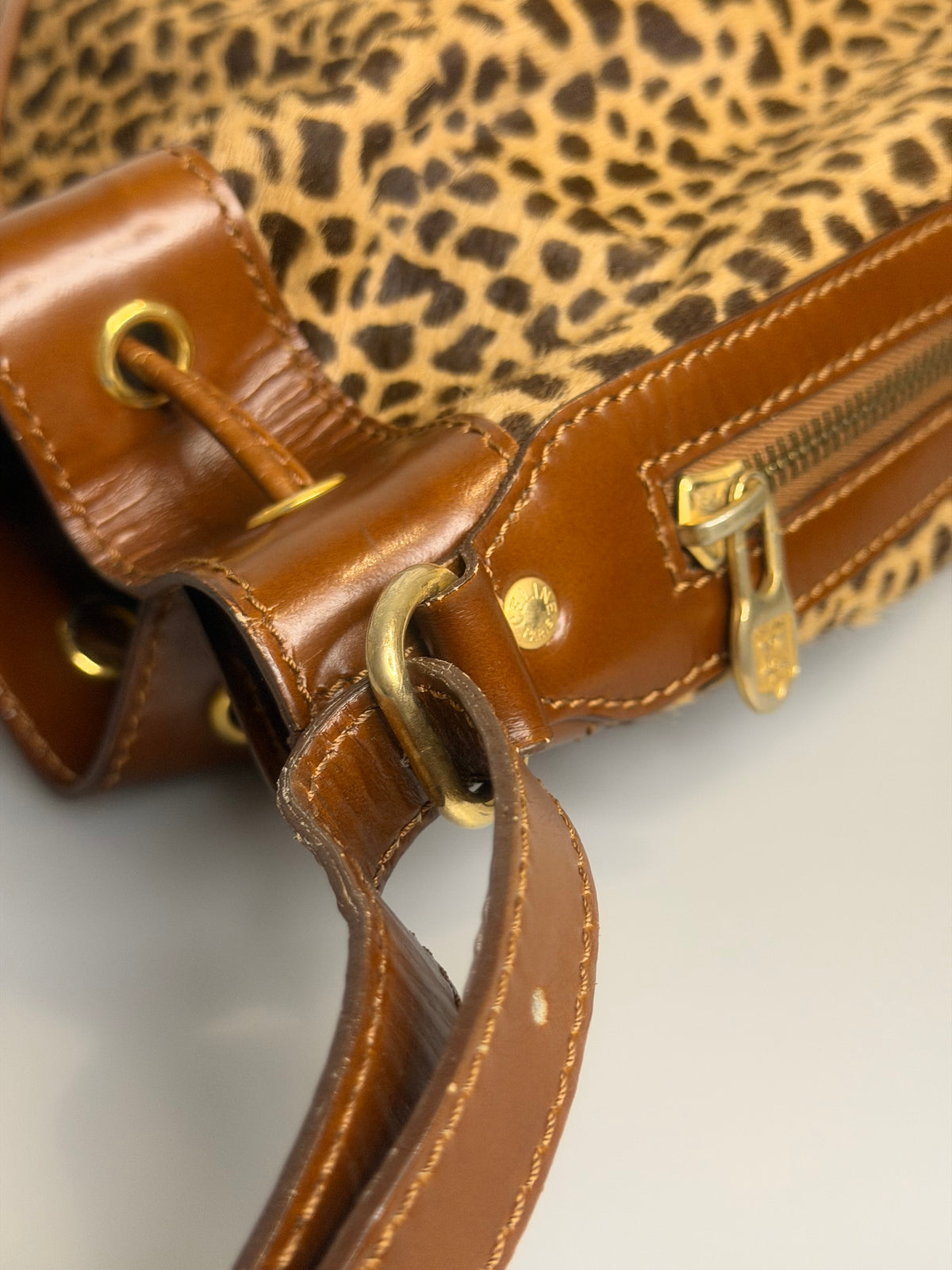 VERY RARE Vintage Celine Leopard Pony Hair Bucket Bag