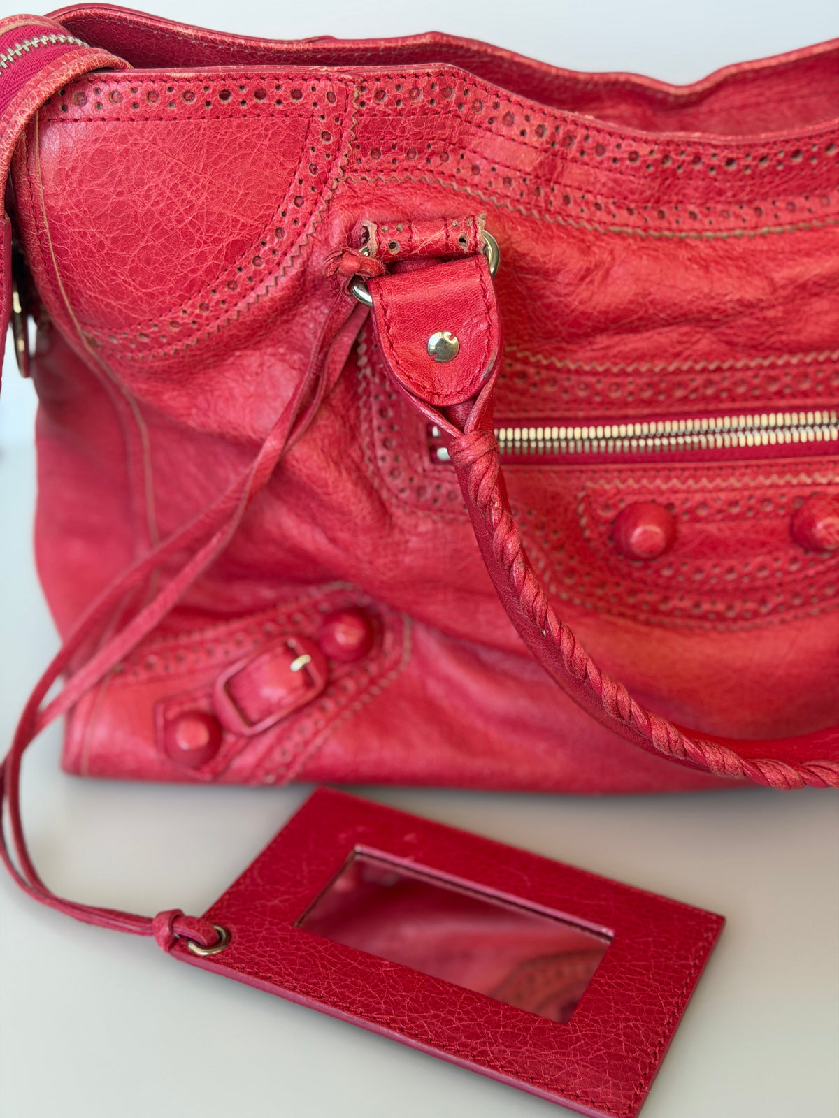 Balenciaga Giant 12 Brogues Covered City Bag - Rose Thulian