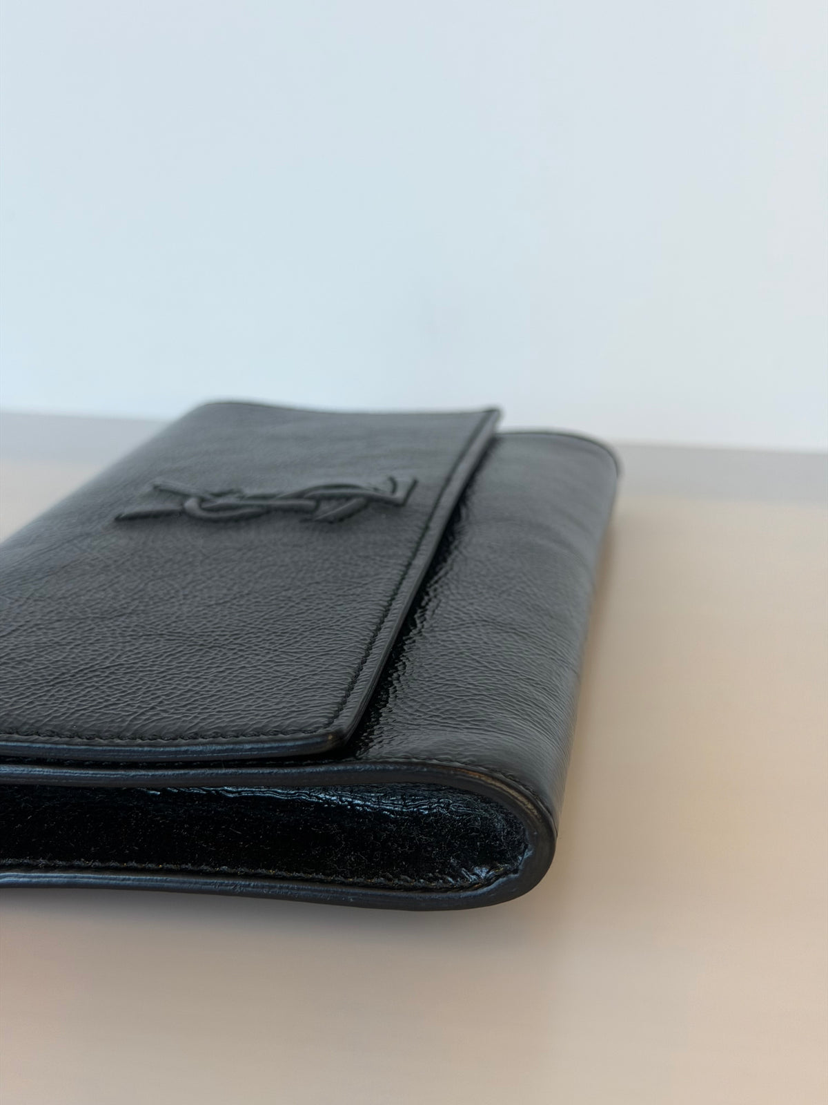 YSL Black Patent Leather Belle De Jour Clutch