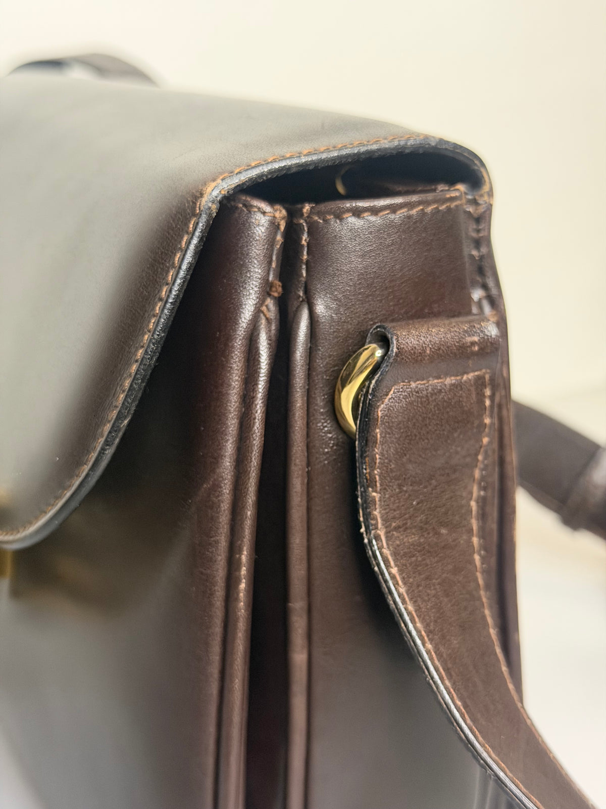 Archival Vintage Celine Paris Horse Carriage Box Shoulder Bag - Dark Brown