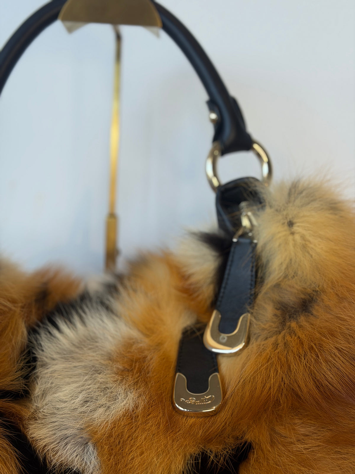 [Very Rare] Bally Brown Fur Tiger Pattern Shoulder Bag