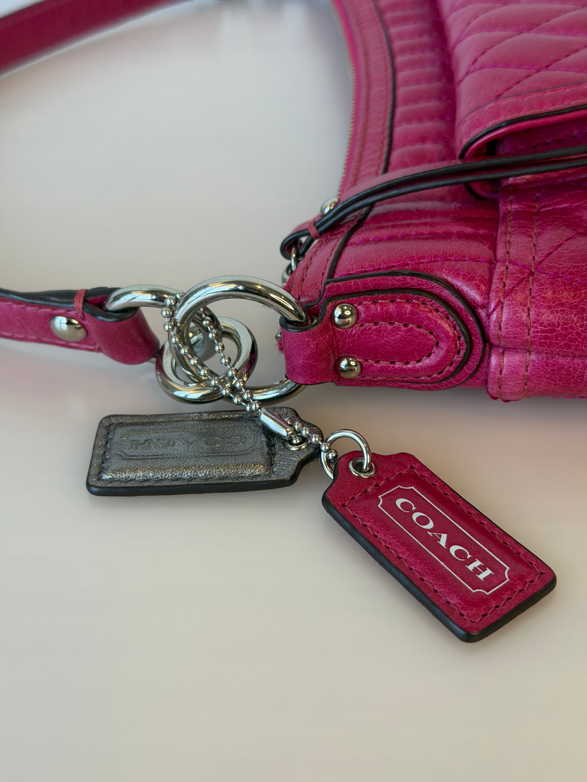 Y2K Coach Poppy Quilted Calfskin Leather 2-Way Bag - Hot Pink