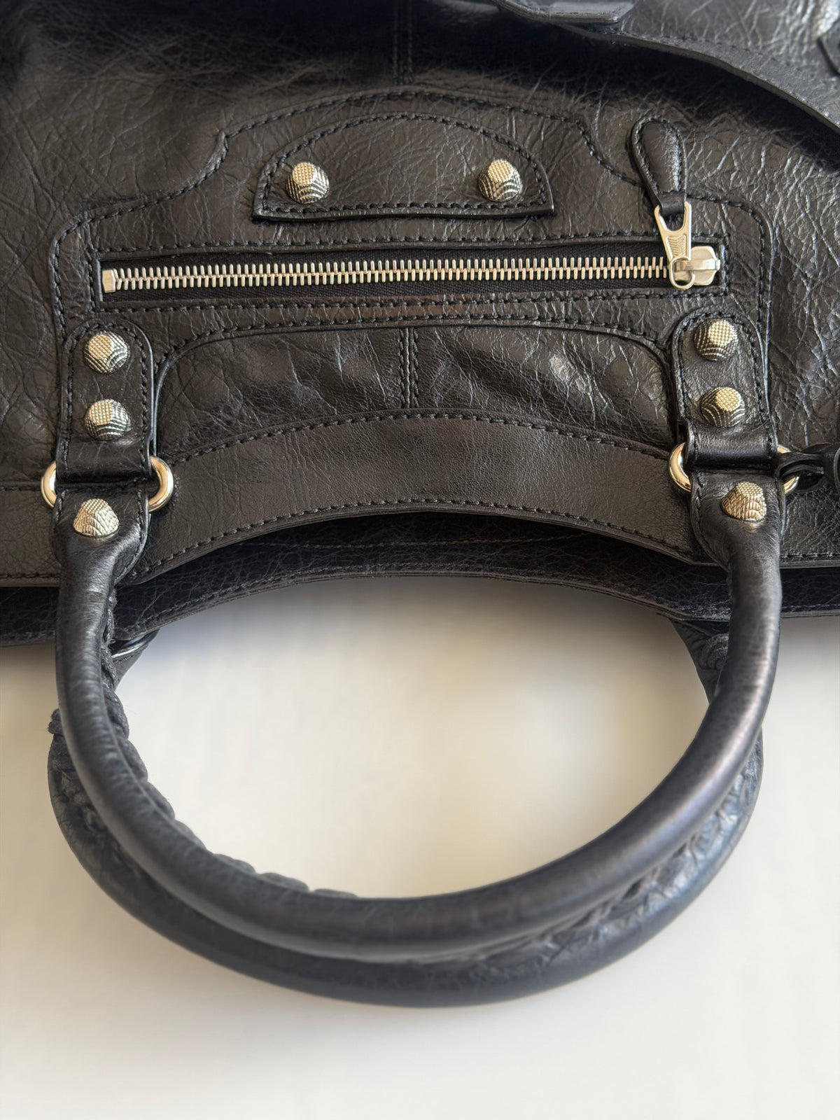 (VERY RARE) Balenciaga City Giant 12 Part Time in Agneau Leather & Silver Hardware 2-Way Bag - Black