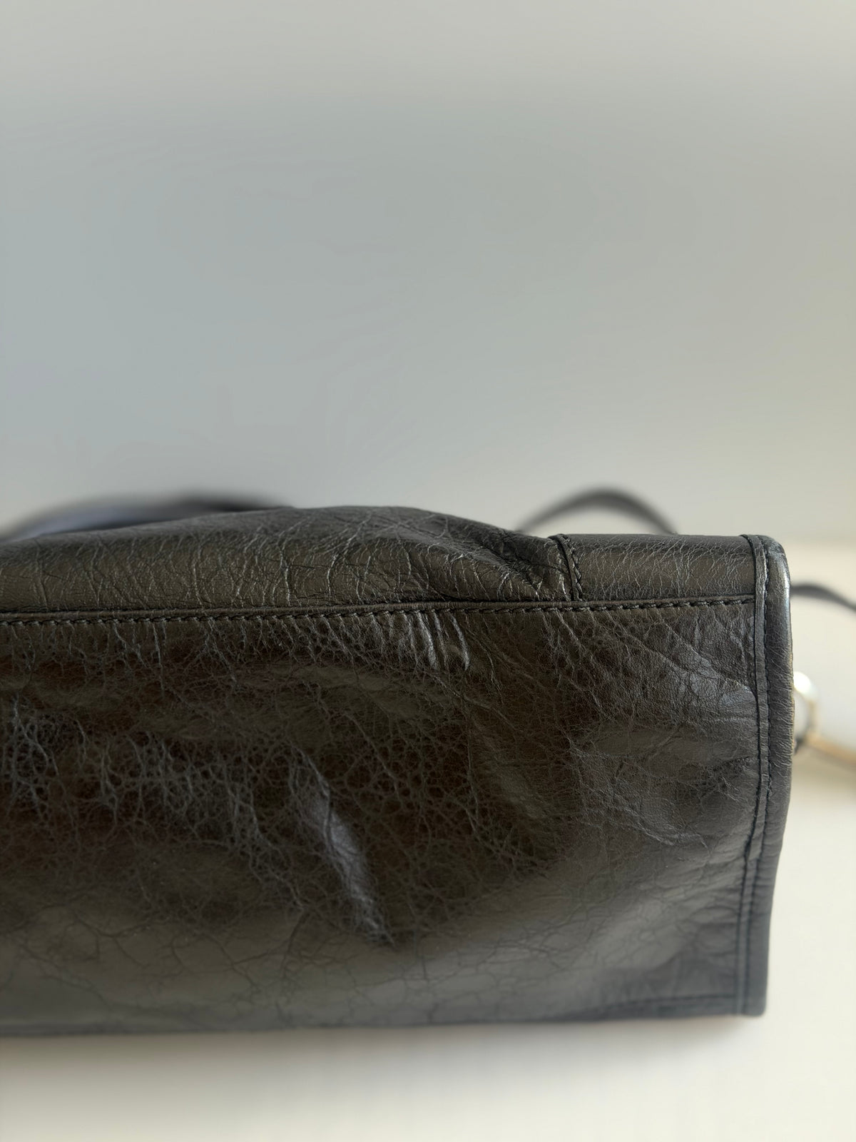 (VERY RARE) Balenciaga City Giant 12 Part Time in Agneau Leather & Silver Hardware 2-Way Bag - Black