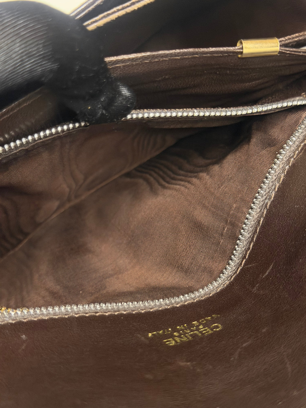 Archival Vintage Celine Paris Horse Carriage Box Shoulder Bag - Dark Brown