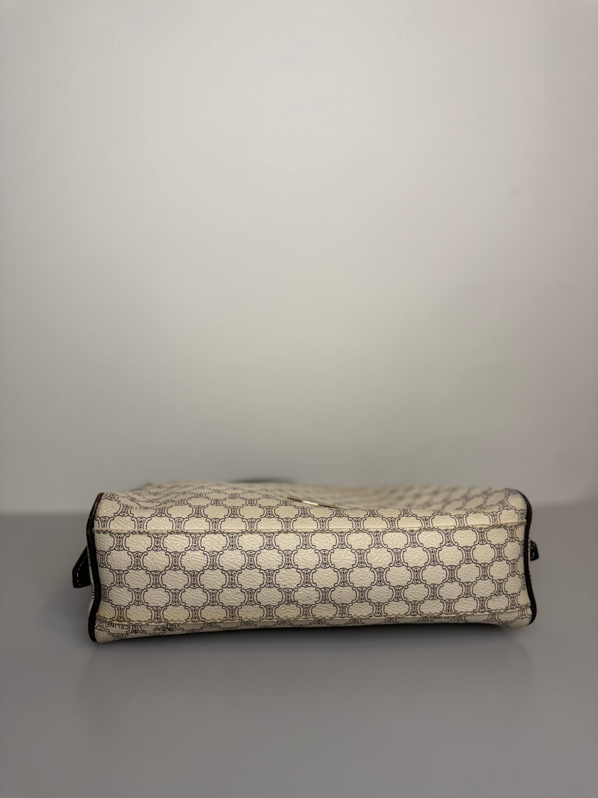 Vintage Celine White Macadam Triomphe Shoulder Bag