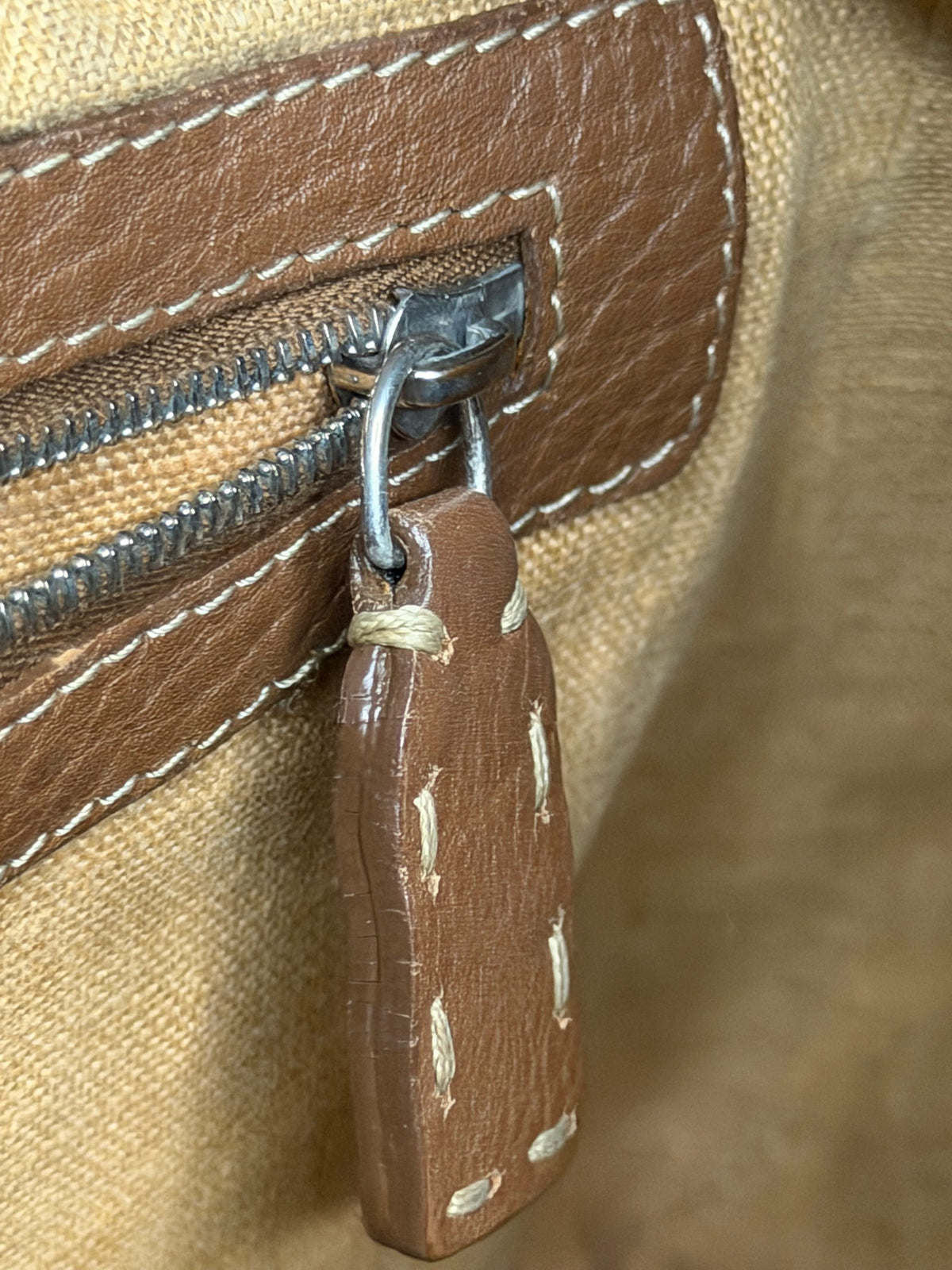 Archival Vintage Fendi Selleria Logo Canvas and Leather Buckle Hobo Bag by Karl Lagerfeld