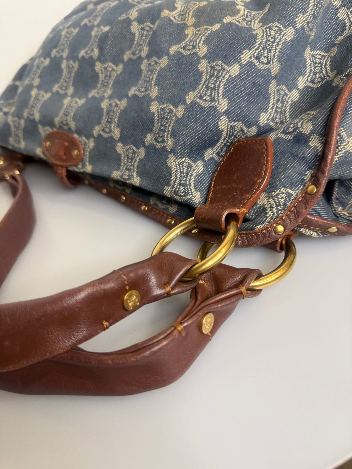 Vintage Celine Denim Macadam Bittersweet Hobo Bag