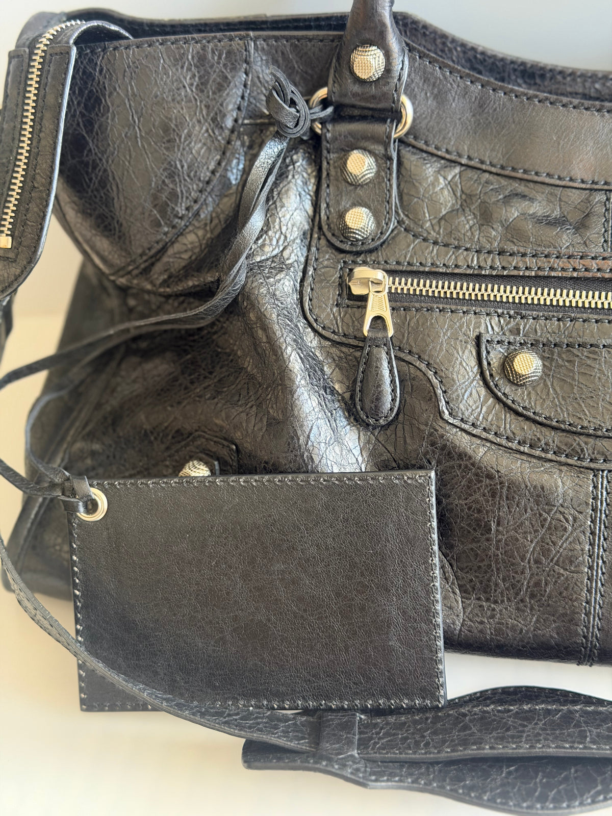 (VERY RARE) Balenciaga City Giant 12 Part Time in Agneau Leather & Silver Hardware 2-Way Bag - Black