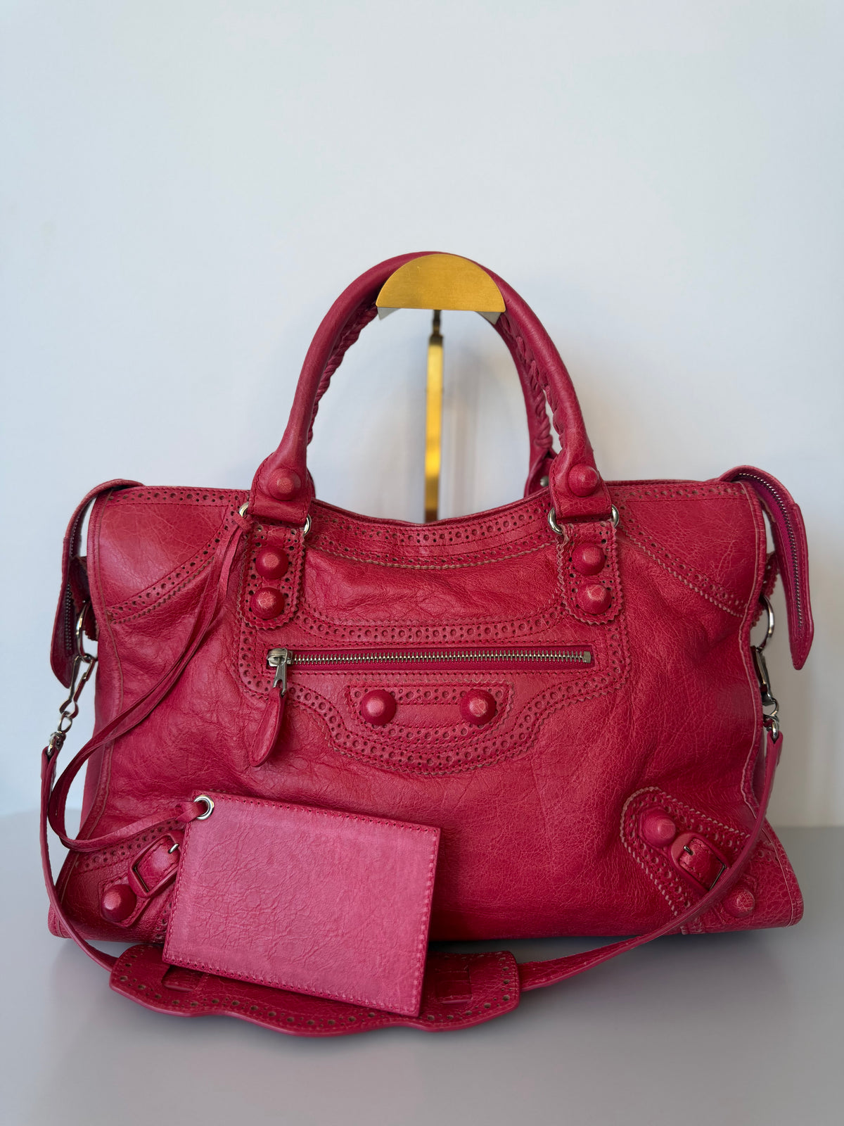Balenciaga Giant 12 Brogues Covered City Bag - Rose Thulian