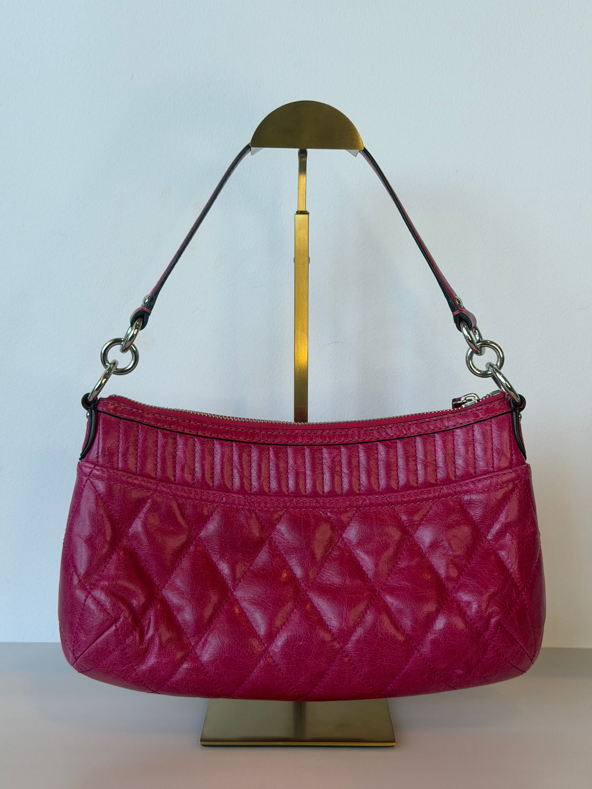 Y2K Coach Poppy Quilted Calfskin Leather 2-Way Bag - Hot Pink