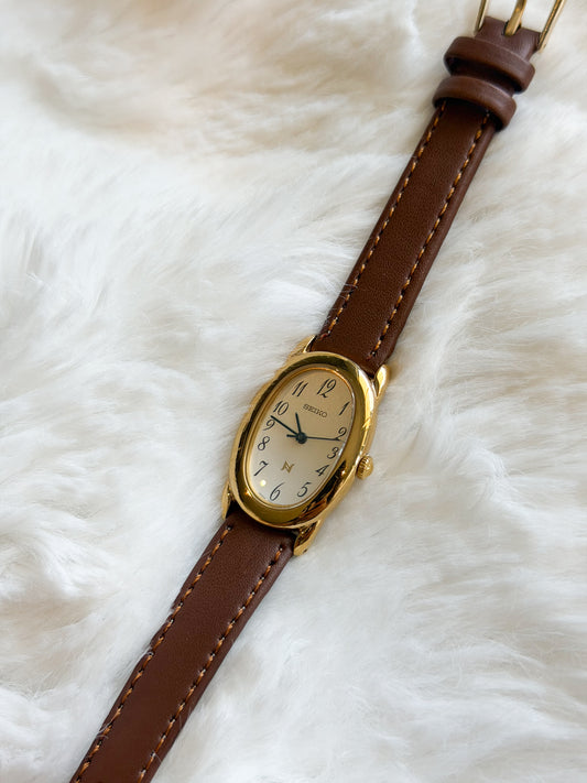 Vintage Seiko “Baignoire” Watch in Brown - Mint Condition