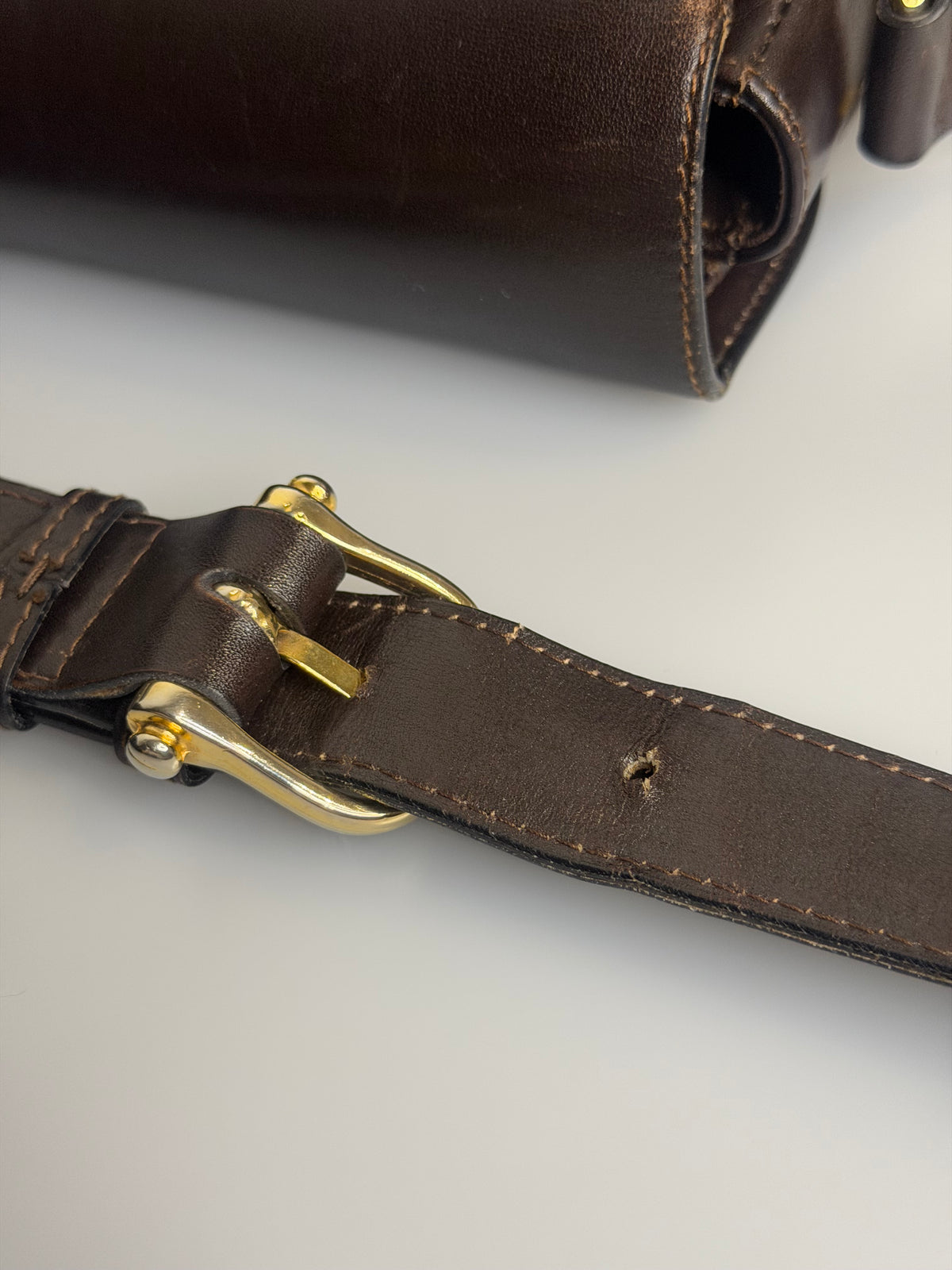 Archival Vintage Celine Paris Horse Carriage Box Shoulder Bag - Dark Brown