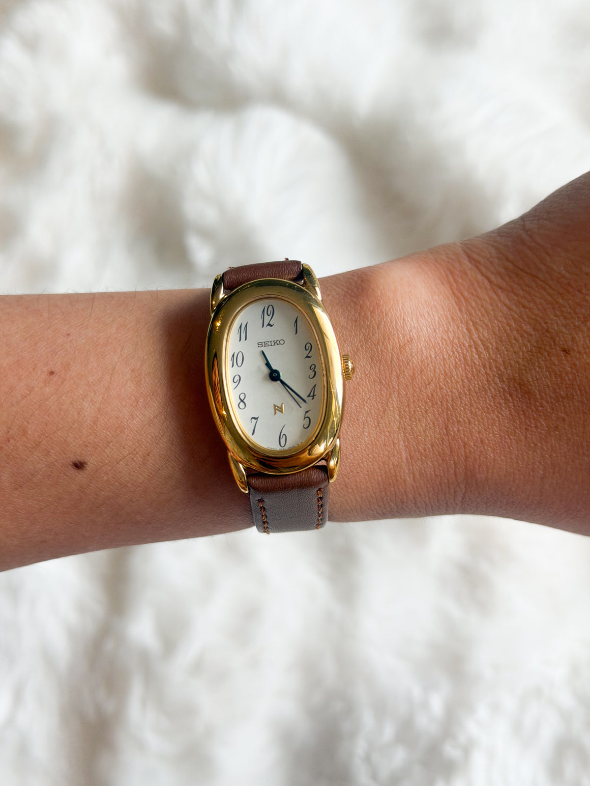 Vintage Seiko “Baignoire” Watch in Brown - Mint Condition