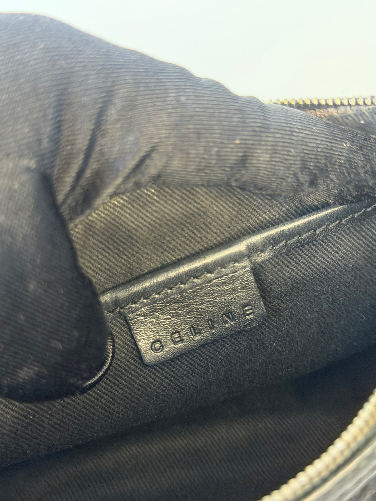 Celine Vintage C Macadam Suede Baguette Bag - Black