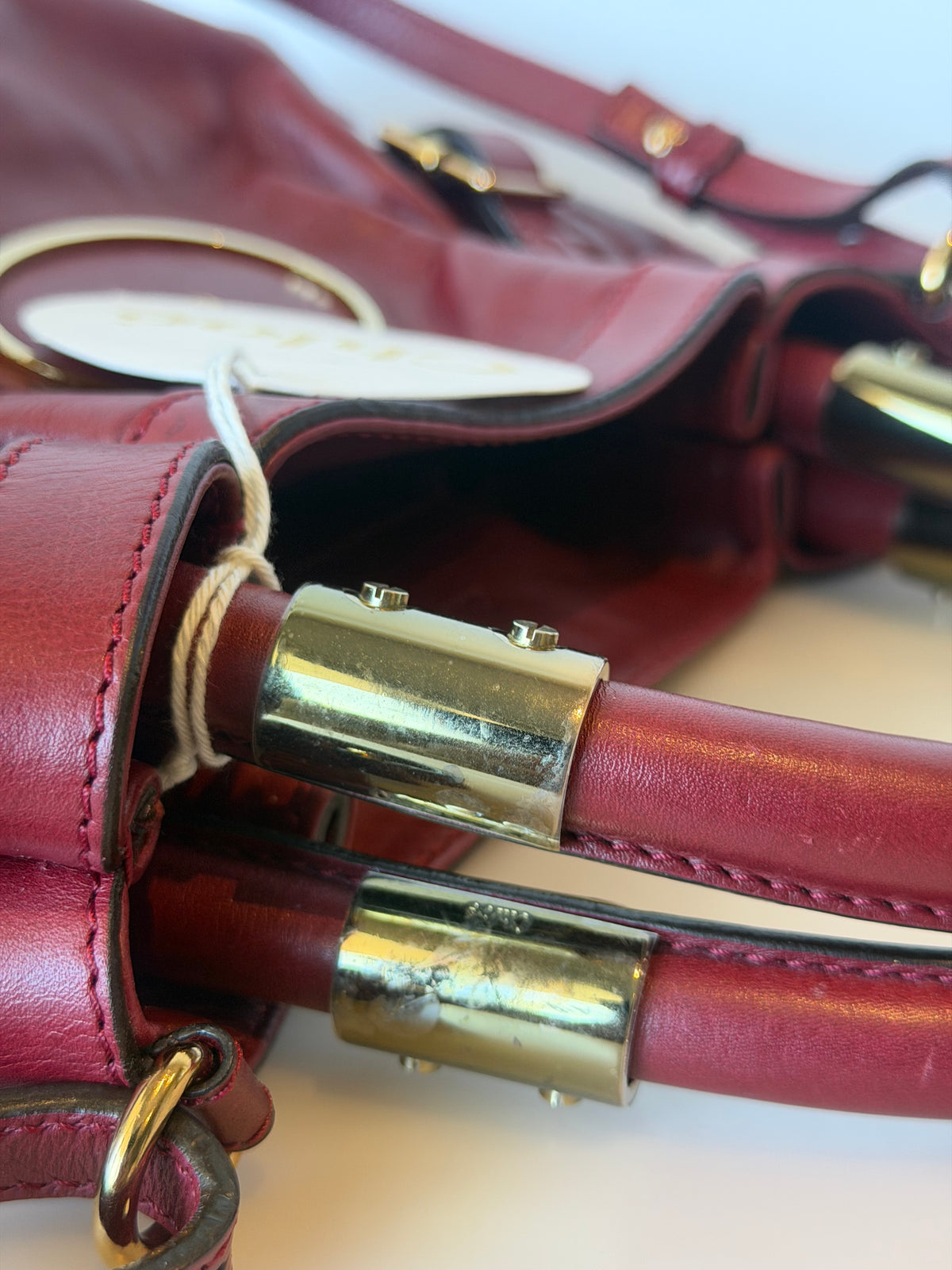 Chloé Victoria Calfskin Two-Way Bag – Burgundy