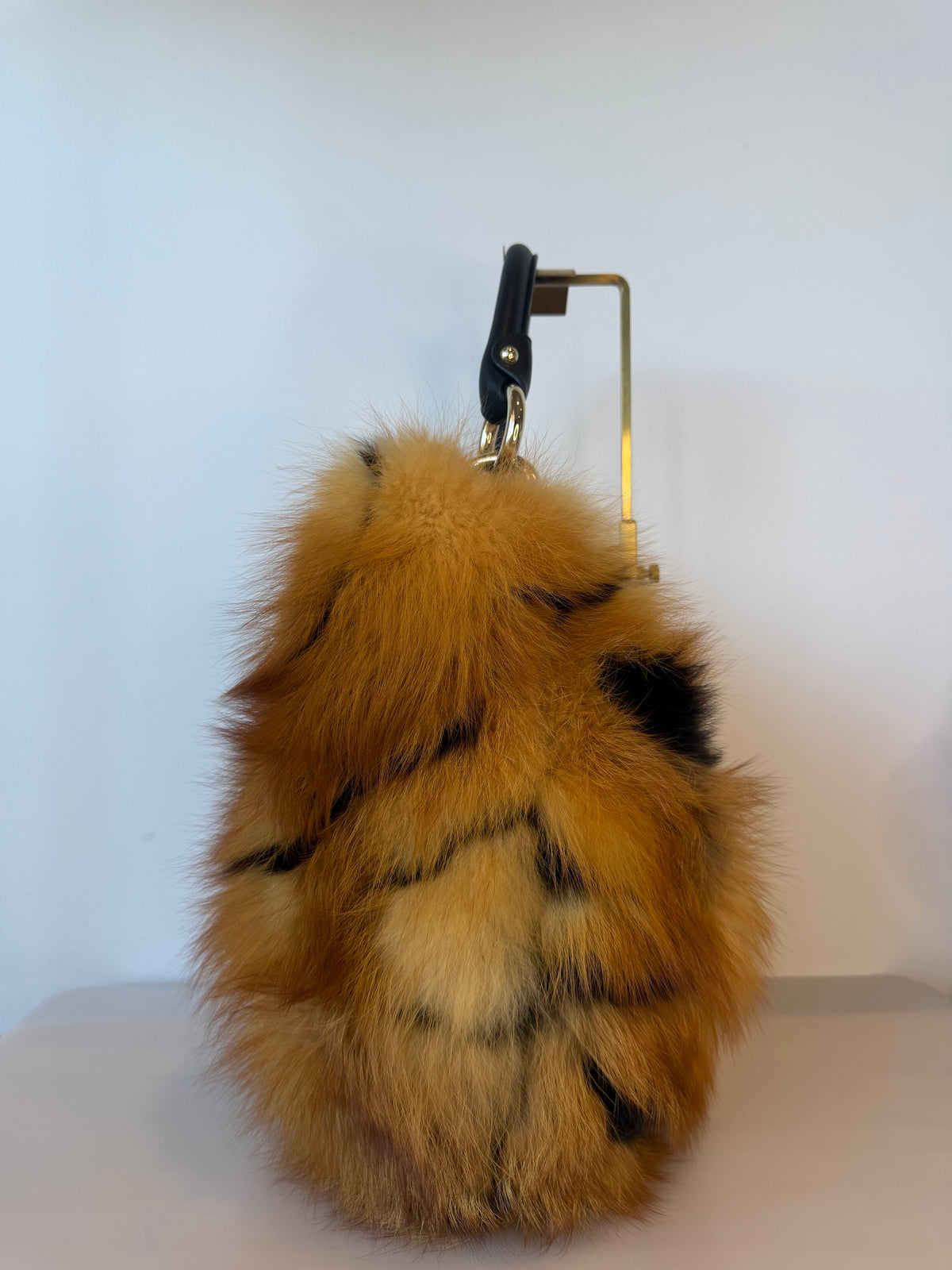 [Very Rare] Bally Brown Fur Tiger Pattern Shoulder Bag