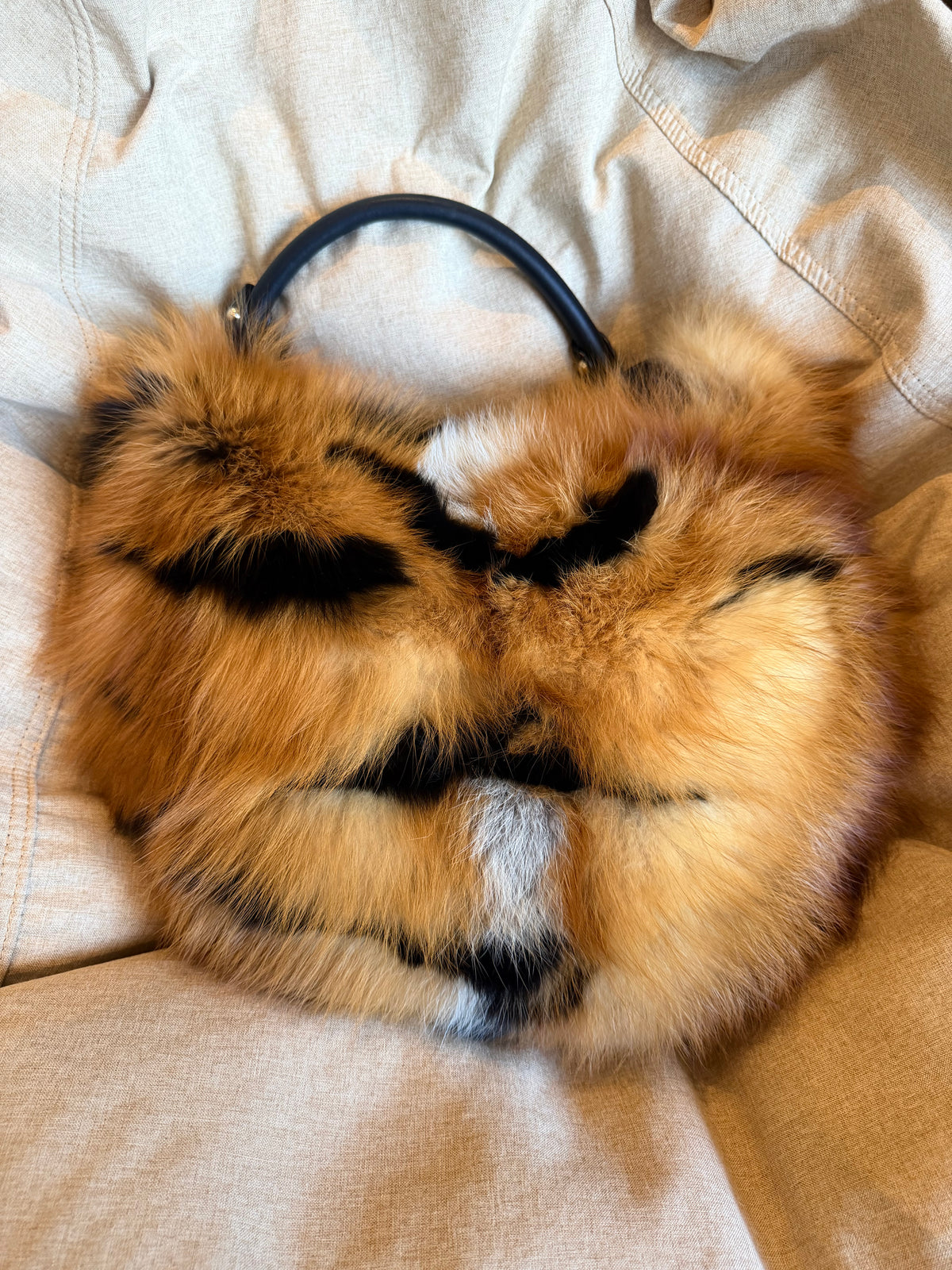 [Very Rare] Bally Brown Fur Tiger Pattern Shoulder Bag