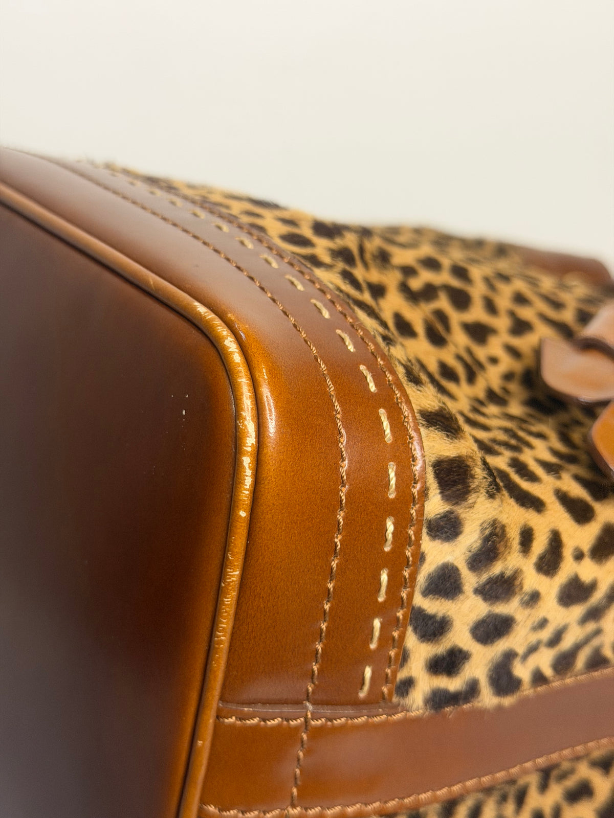 VERY RARE Vintage Celine Leopard Pony Hair Bucket Bag