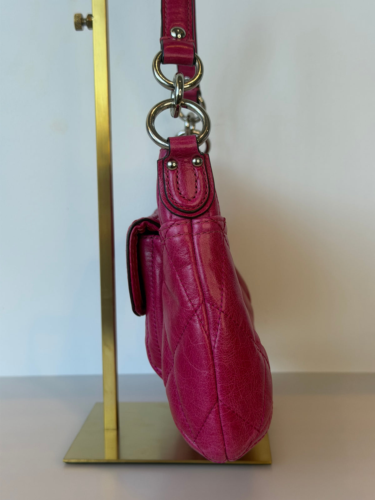 Y2K Coach Poppy Quilted Calfskin Leather 2-Way Bag - Hot Pink