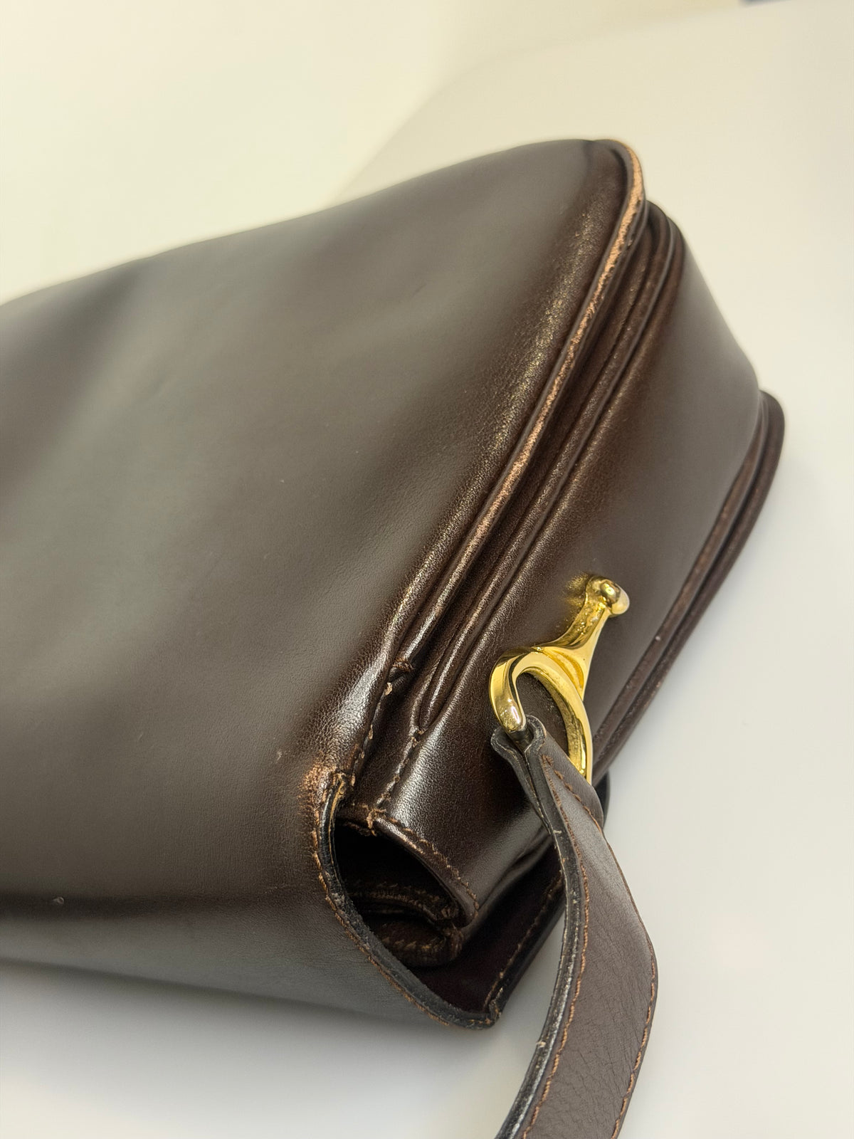 Archival Vintage Celine Paris Horse Carriage Box Shoulder Bag - Dark Brown