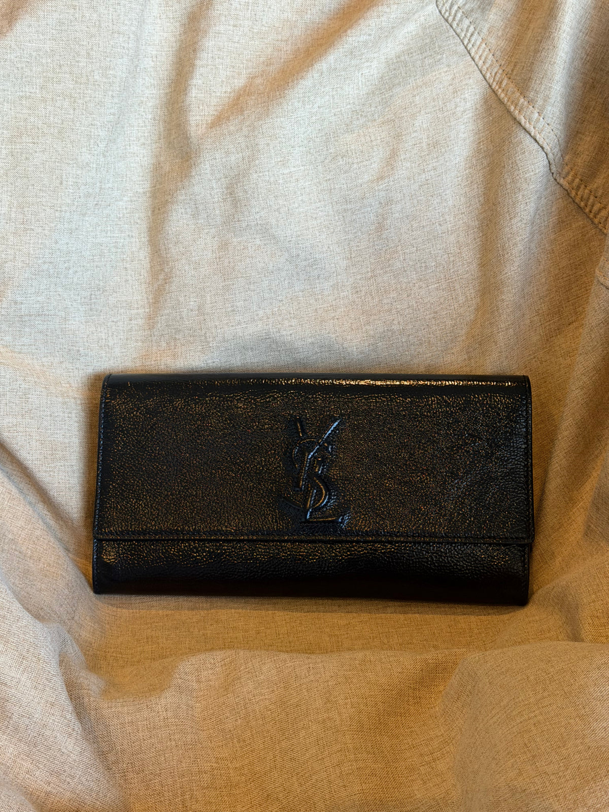 YSL Black Patent Leather Belle De Jour Clutch