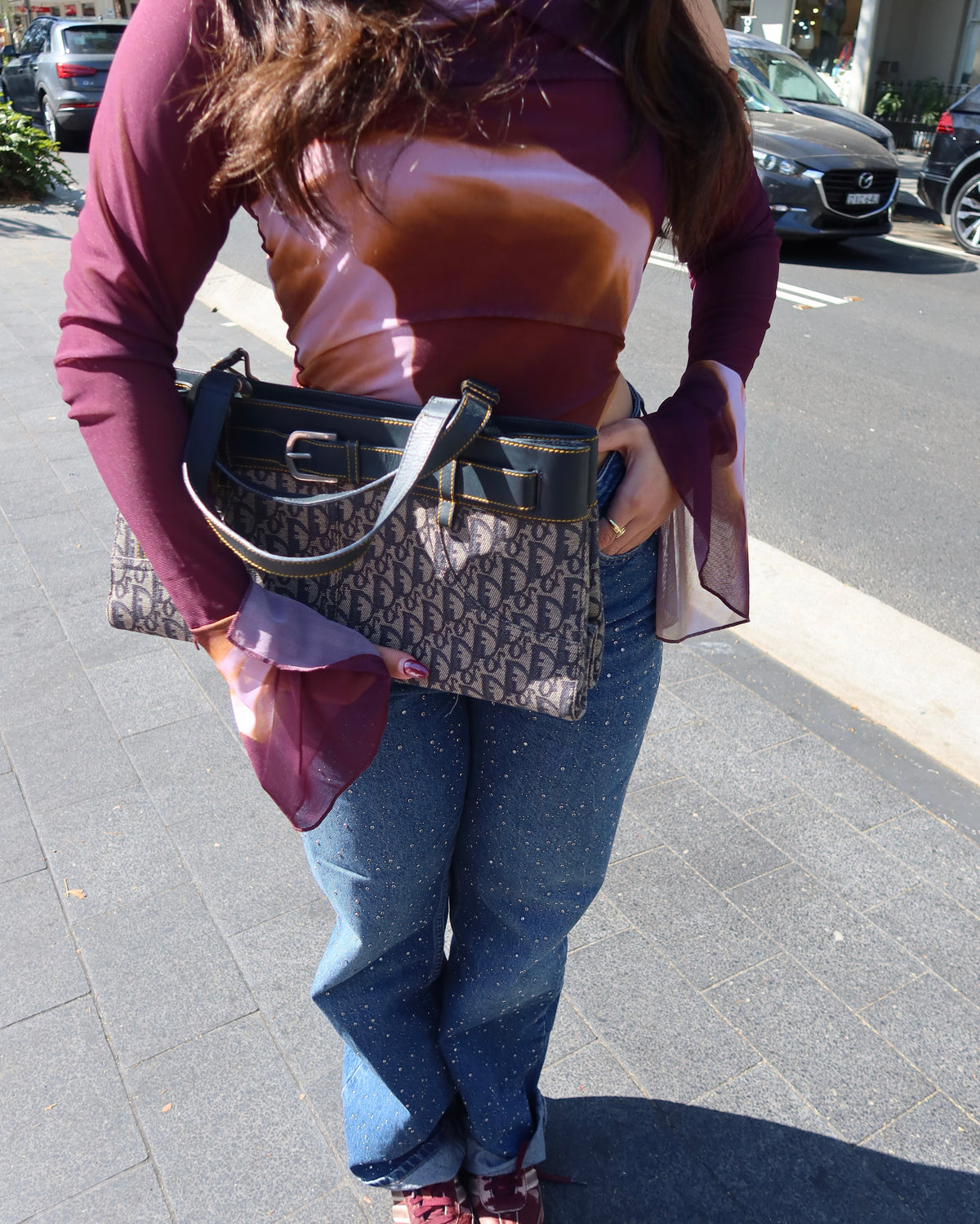 Vintage Dior Diorissimo Denim Shoulder Bag — 2001 Collection John Galliano Era
