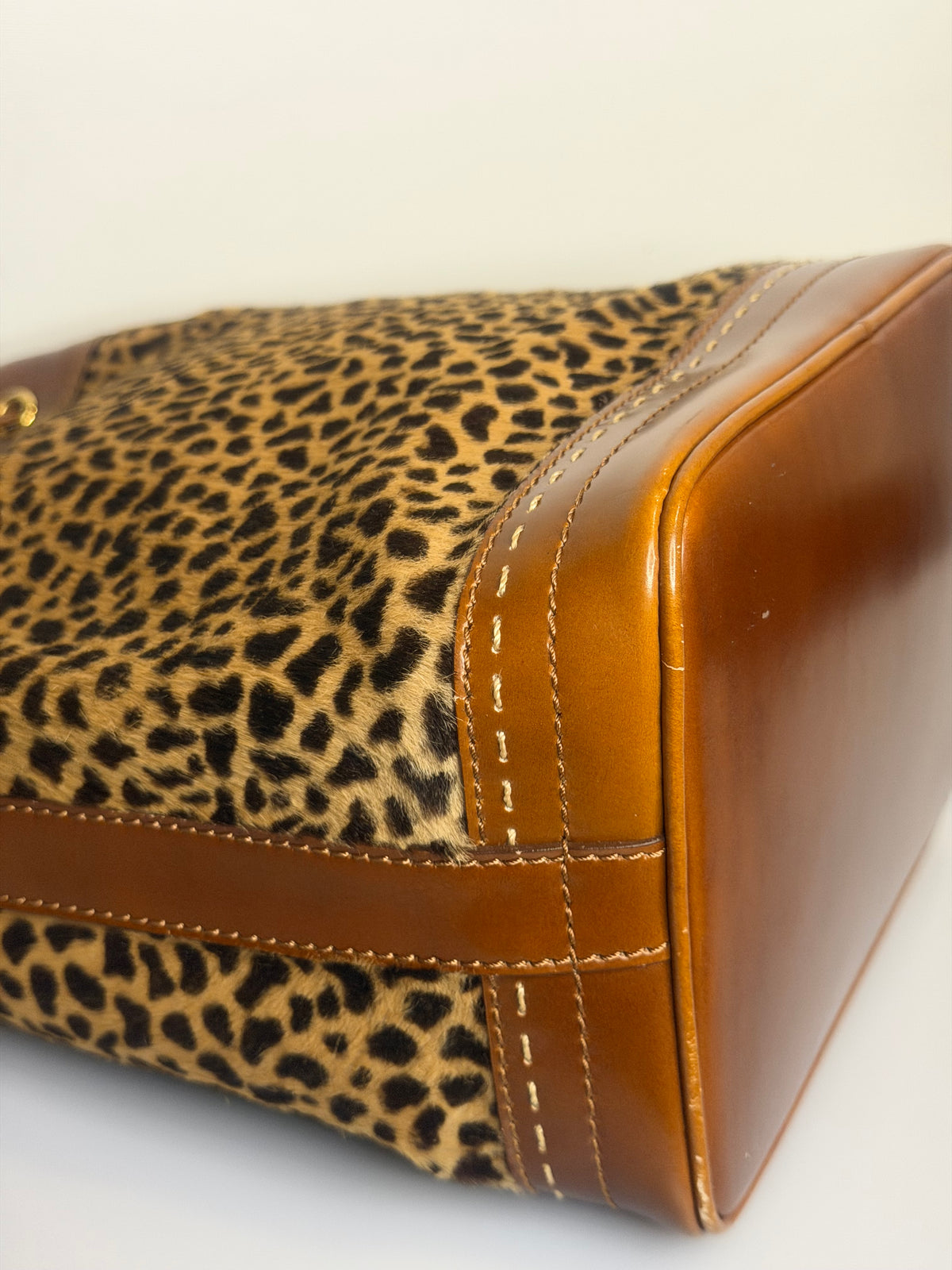 VERY RARE Vintage Celine Leopard Pony Hair Bucket Bag