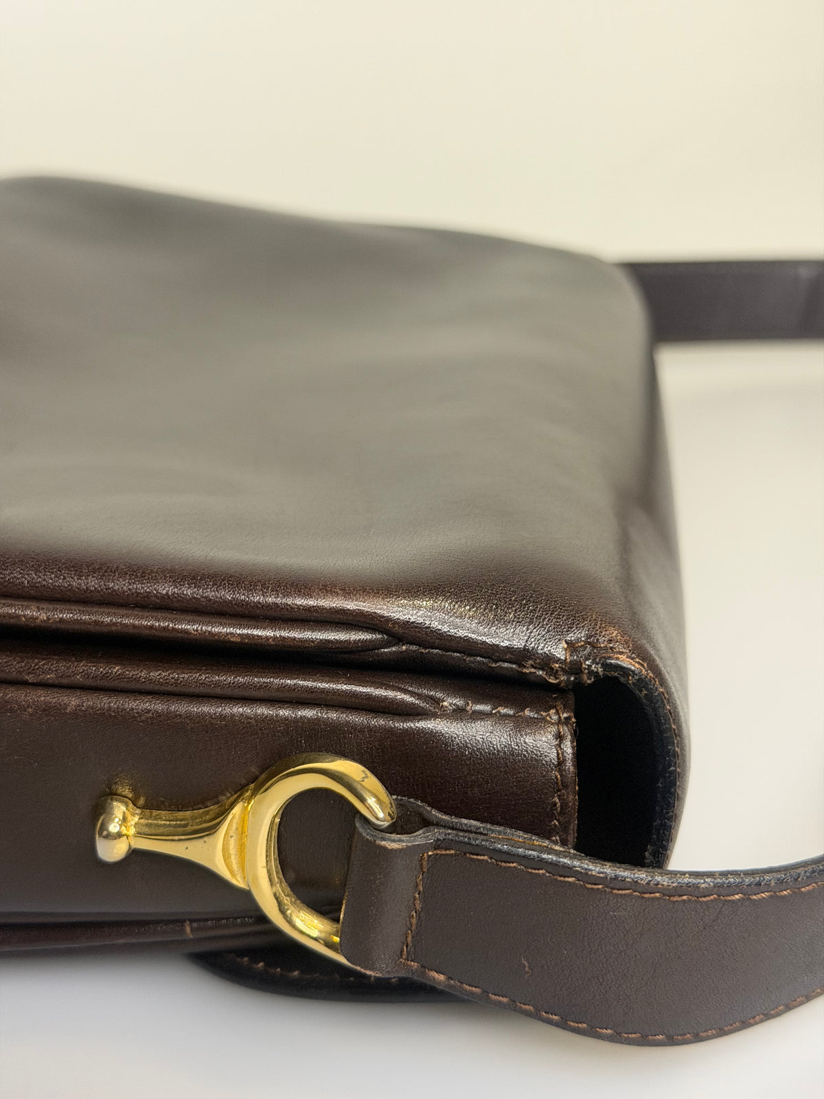 Archival Vintage Celine Paris Horse Carriage Box Shoulder Bag - Dark Brown