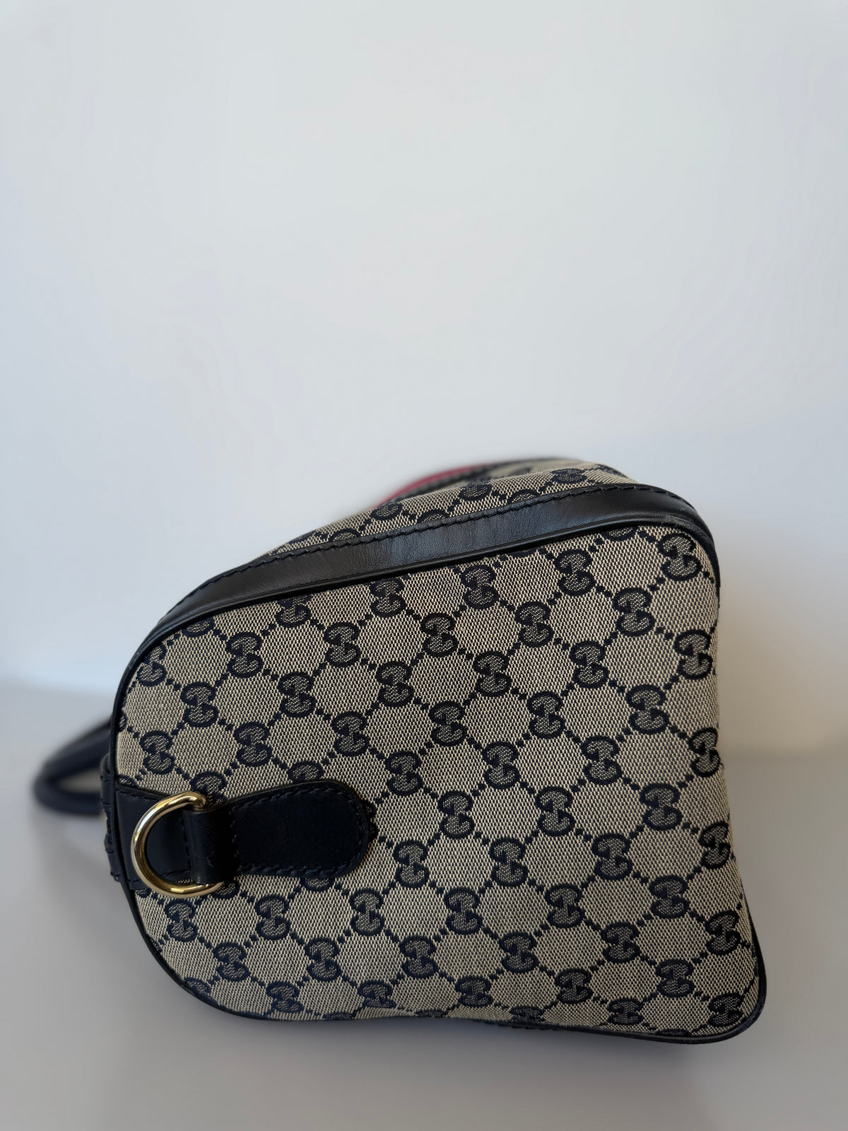 Vintage Gucci Web Original Medium GG Boston Bag - GG Canvas/Dark Navy