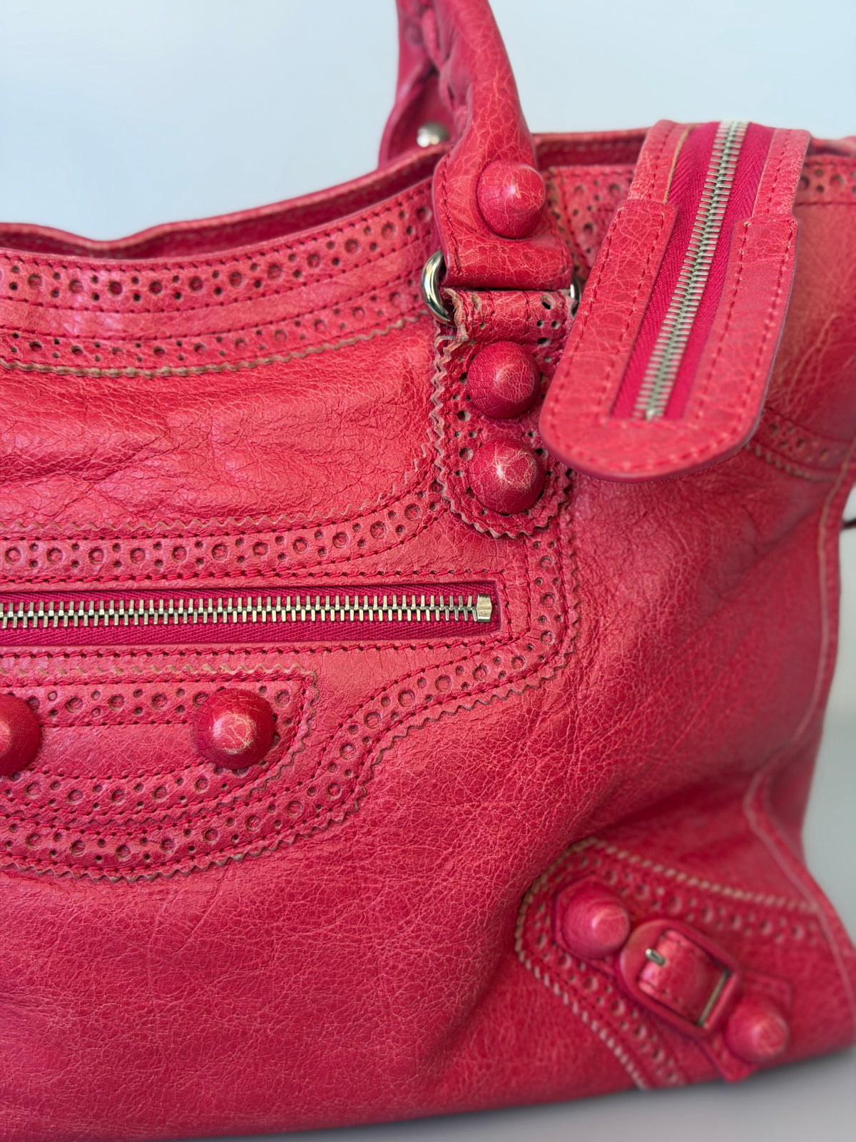 Balenciaga Giant 12 Brogues Covered City Bag - Rose Thulian