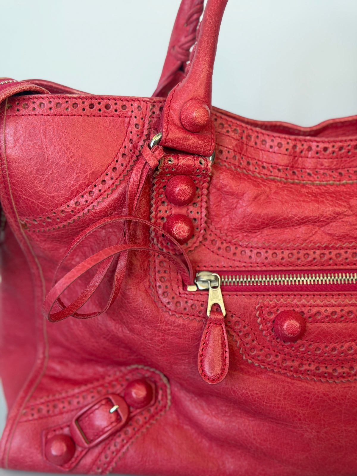Balenciaga Giant 12 Brogues Covered City Bag - Rose Thulian