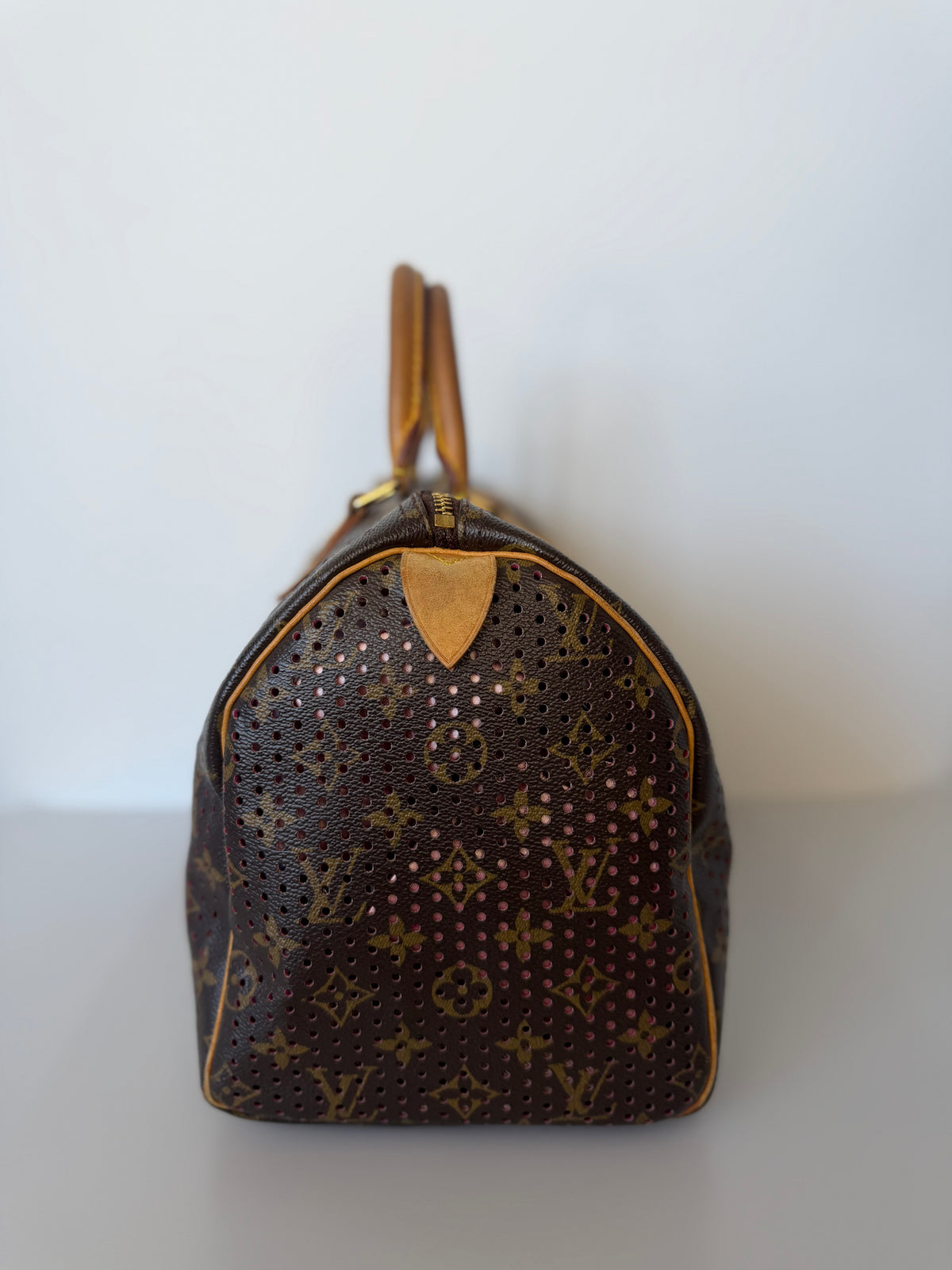 Limited Edition 2006 Louis Vuitton Monogram Perforated Speedy 30 Handbag - Fuschia Interior