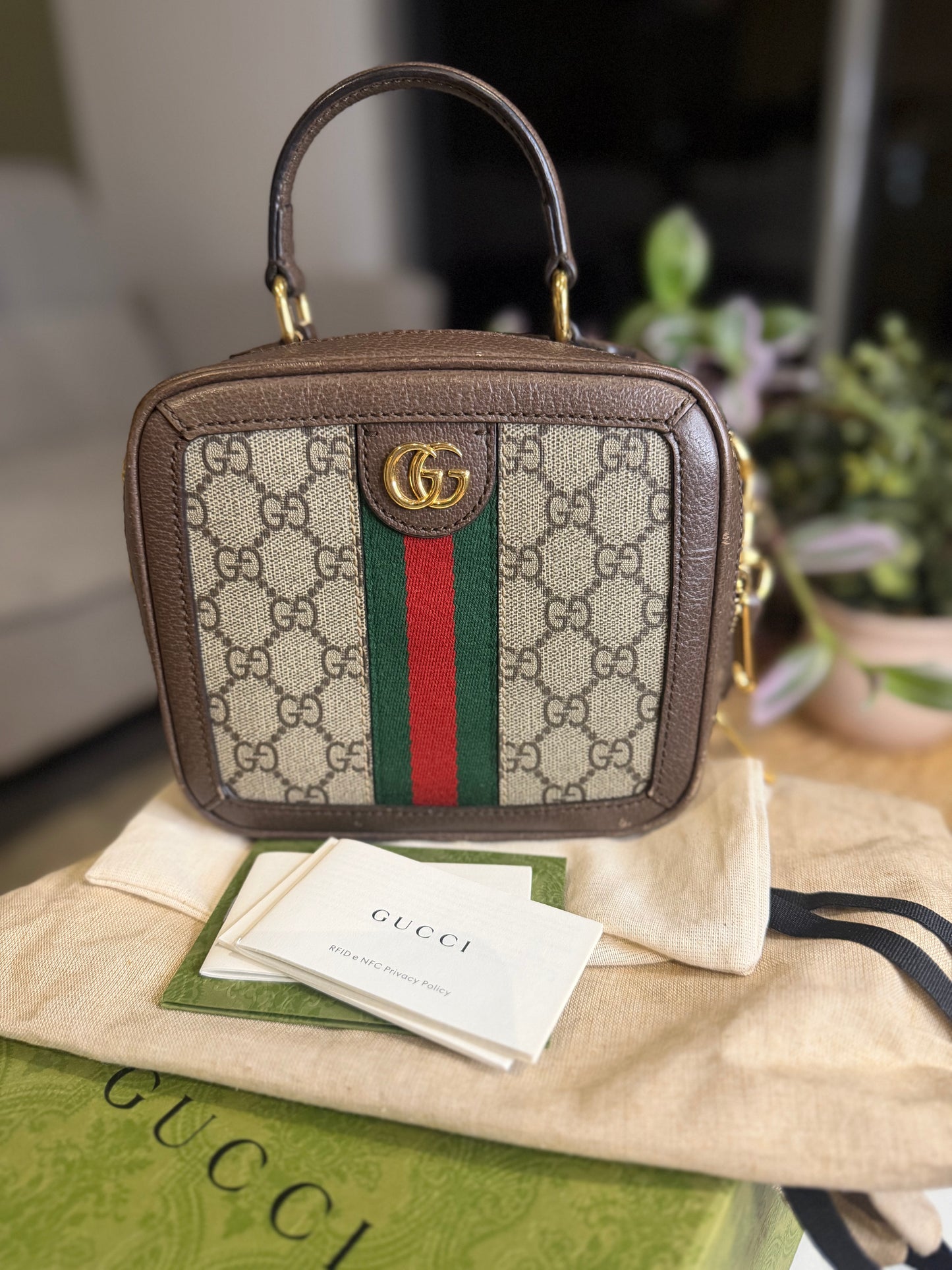 Gucci Ophidia Zip-Around Mini Top Handle Bag — GG Supreme