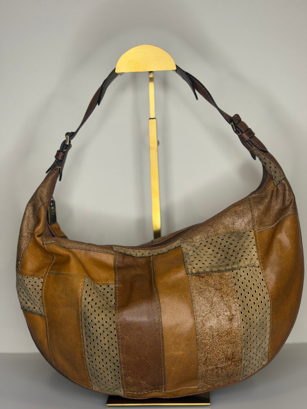 Rare Vintage Christian Dior Leather and Suede Patchwork Hobo Bag - 2002 Collection