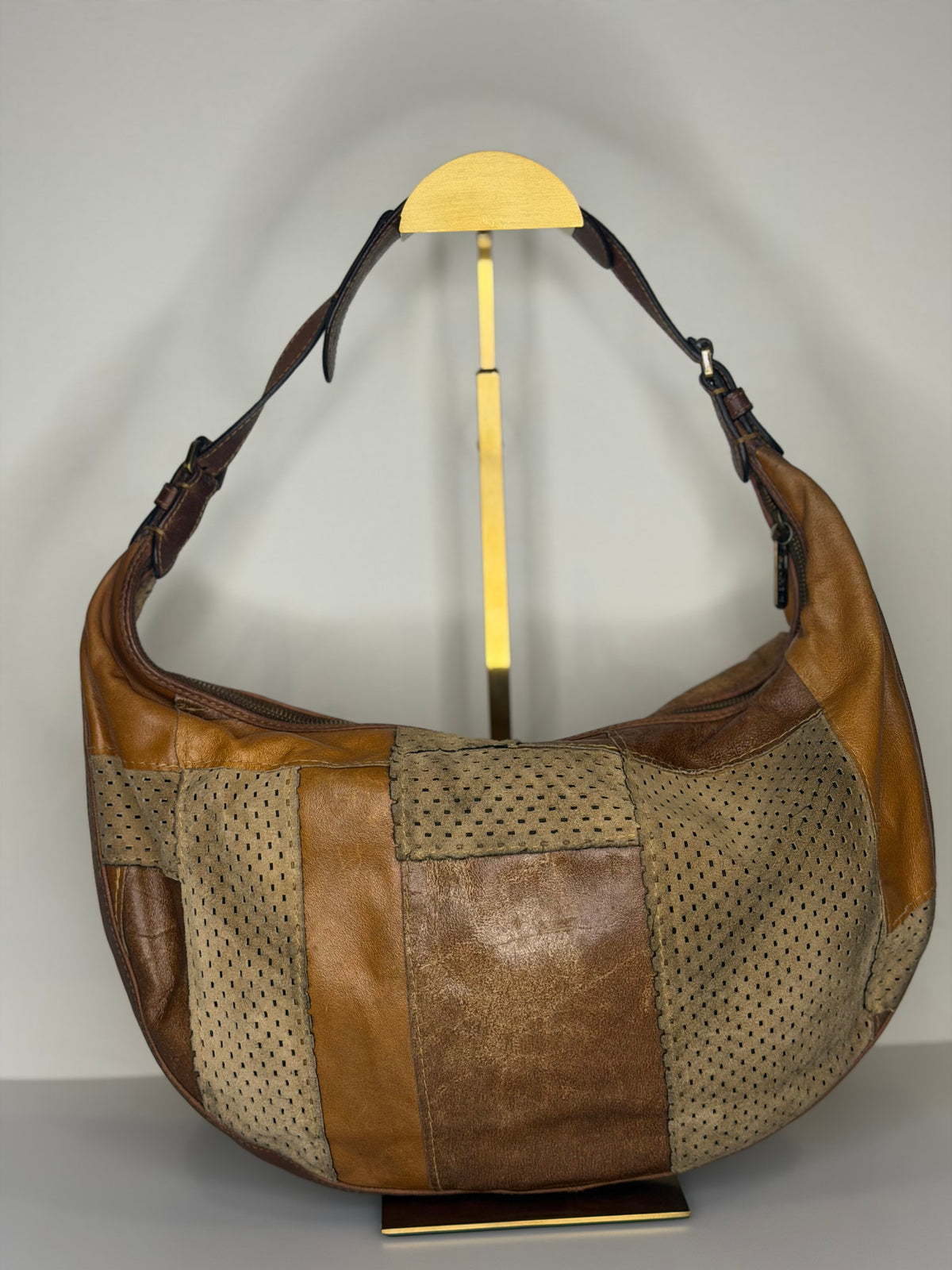 Rare Vintage Christian Dior Leather and Suede Patchwork Hobo Bag - 2002 Collection