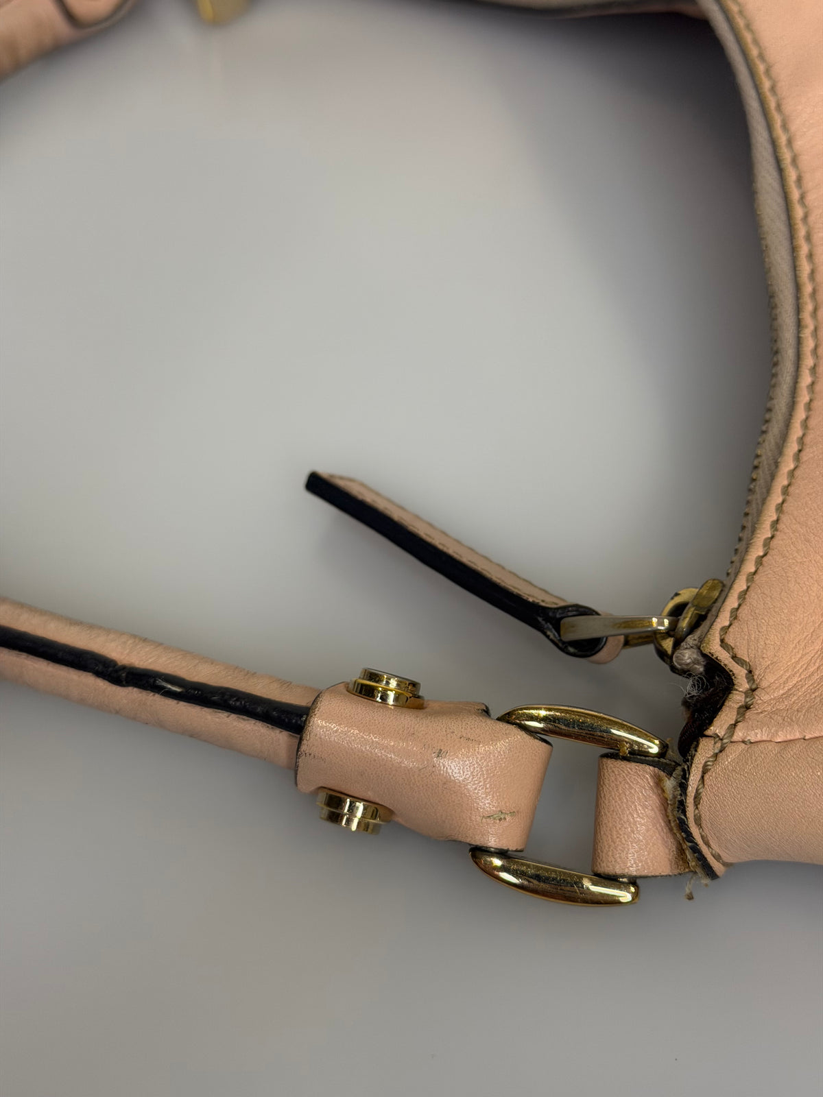 Gucci Abbey D-Ring Monogram Hobo Bag with Pastel Pink Leather Trim